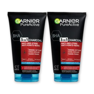 pdp-image-Garnier 3in1 charcoal reiniger, scrub & mask 2pk