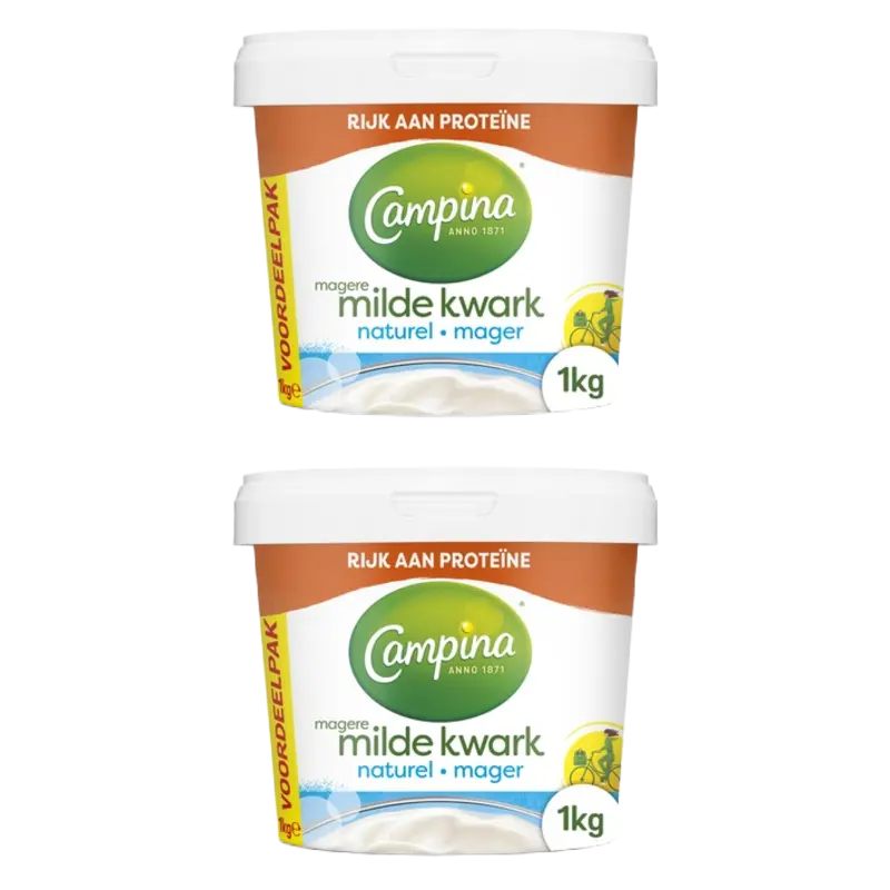 Campina Magere kwark naturel 1kg 2-pack