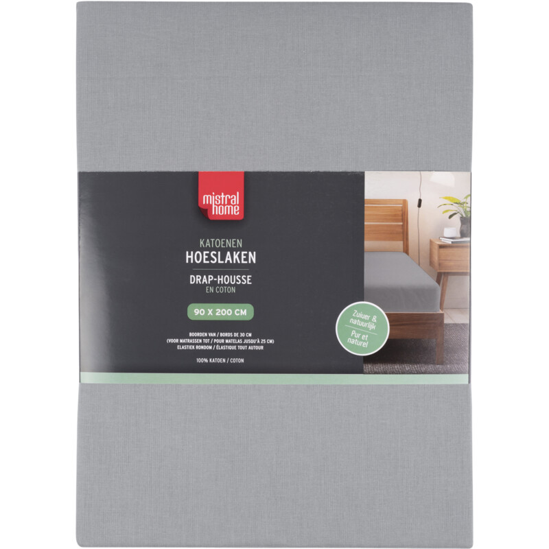 Tutti Mistral Home Hoeslaken uni grey 90x200cm