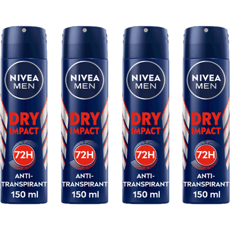 Een afbeelding van NIVEA Men dry impact deodorant spray 4-pack