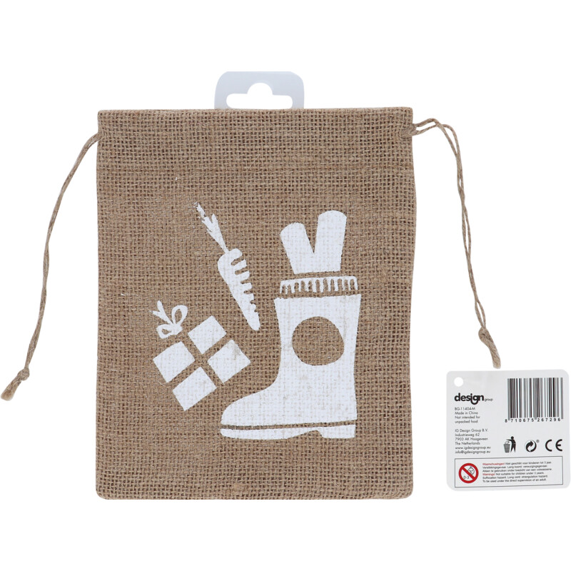 Een afbeelding van Hoomark Jute zakje schoen wit