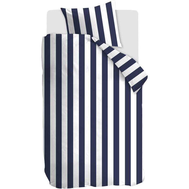 Een afbeelding van vtwonen 1-persoonss dekbedovertrek streep blauw