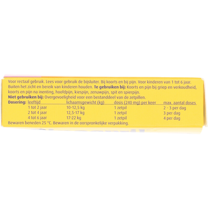 Een afbeelding van Sinaspril Paracetamol 240mg zetpil voor 1-6 jaar