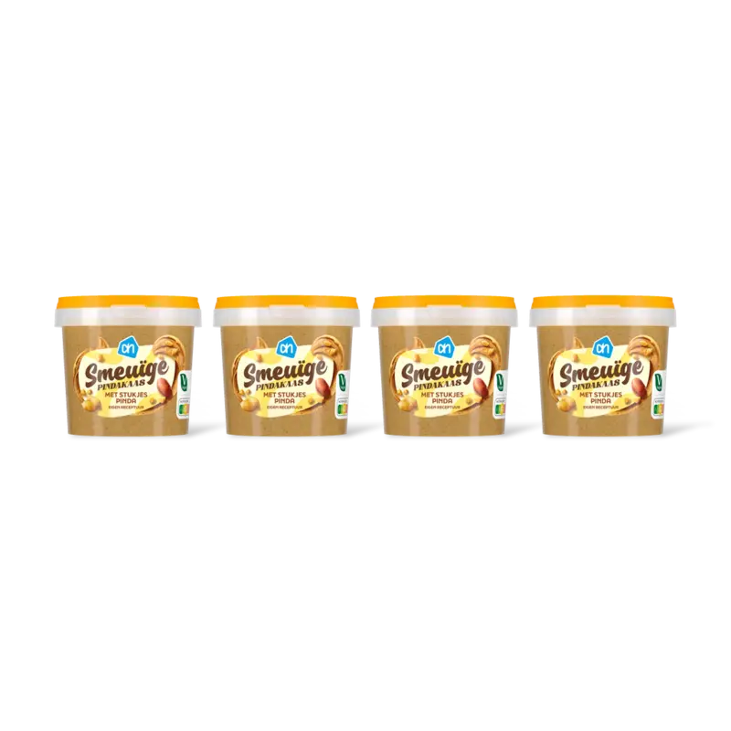AH Smeuige pindakaas stukjes pinda 4-pack