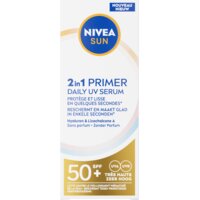 Een afbeelding van Nivea Sun 2 in 1 primer daily UV serum spf50+