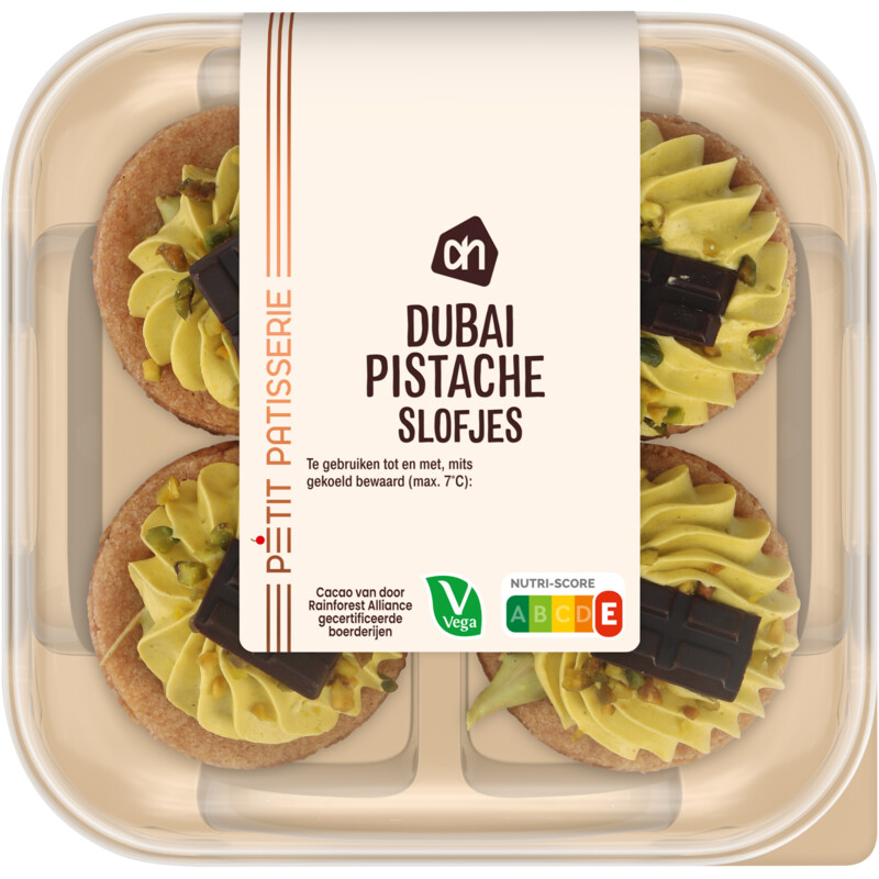 Een afbeelding van AH Dubai pistache slofjes