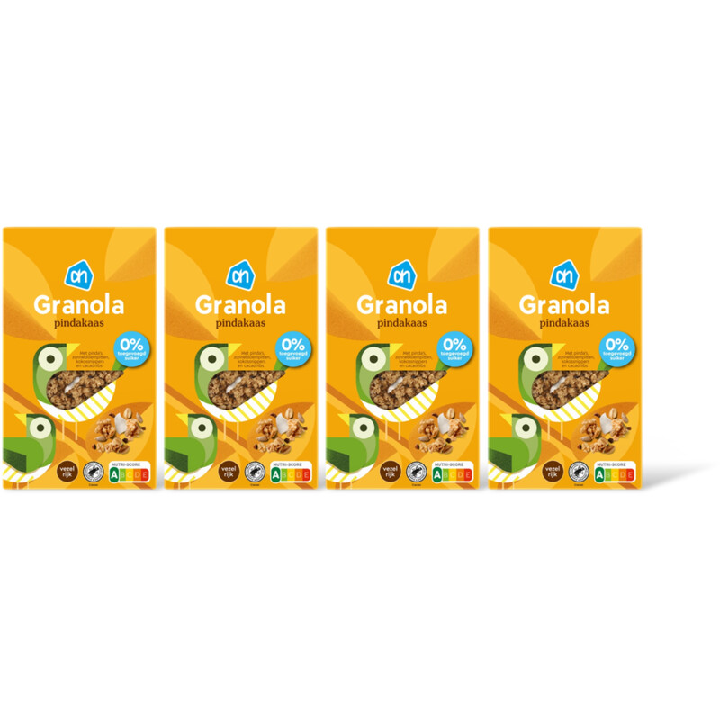 AH Granola pindakaas 0% toegevgd suiker 4pk