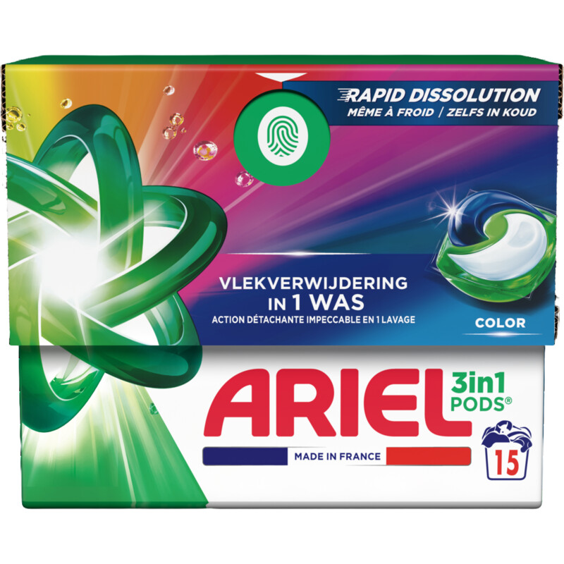 Een afbeelding van Ariel 3-in-1 pods color wasmiddelcapsules