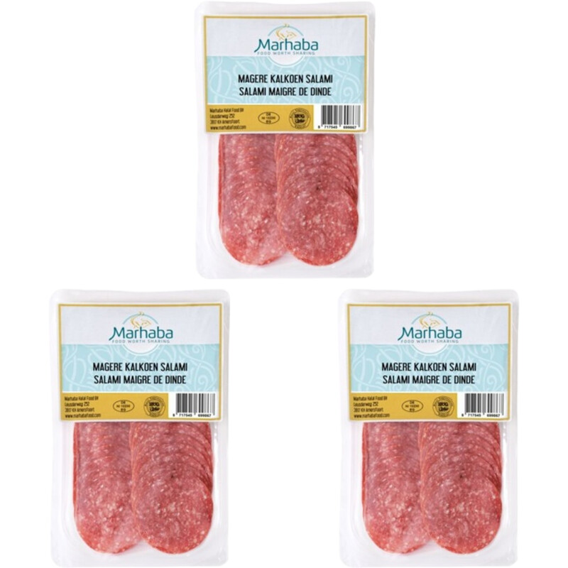 Een afbeelding van Marhaba Magere kalkoen salami 3-pack