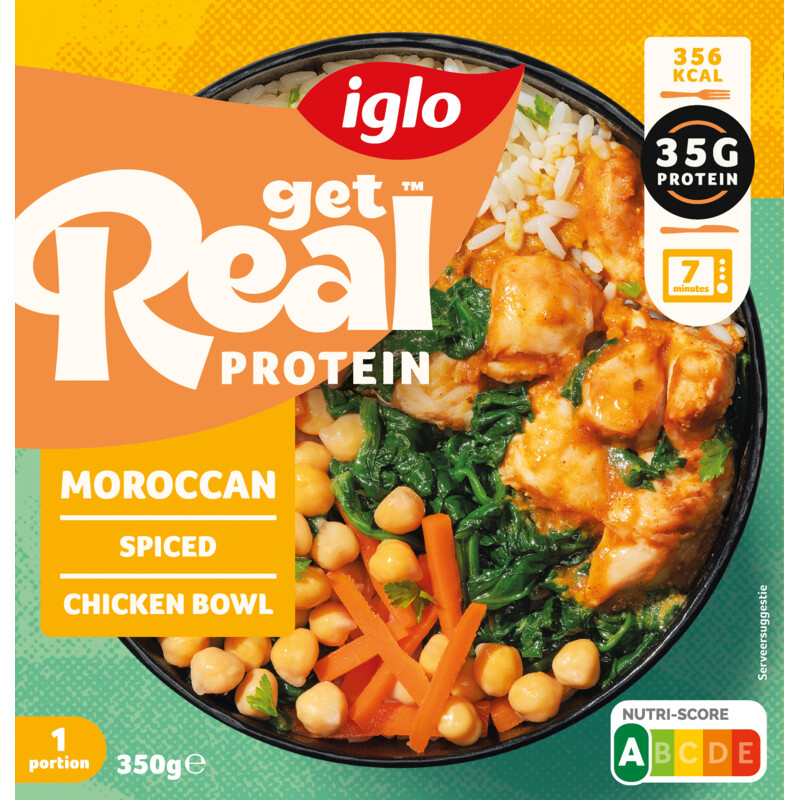 Een afbeelding van Iglo Protein moroccan spiced chicken bowl