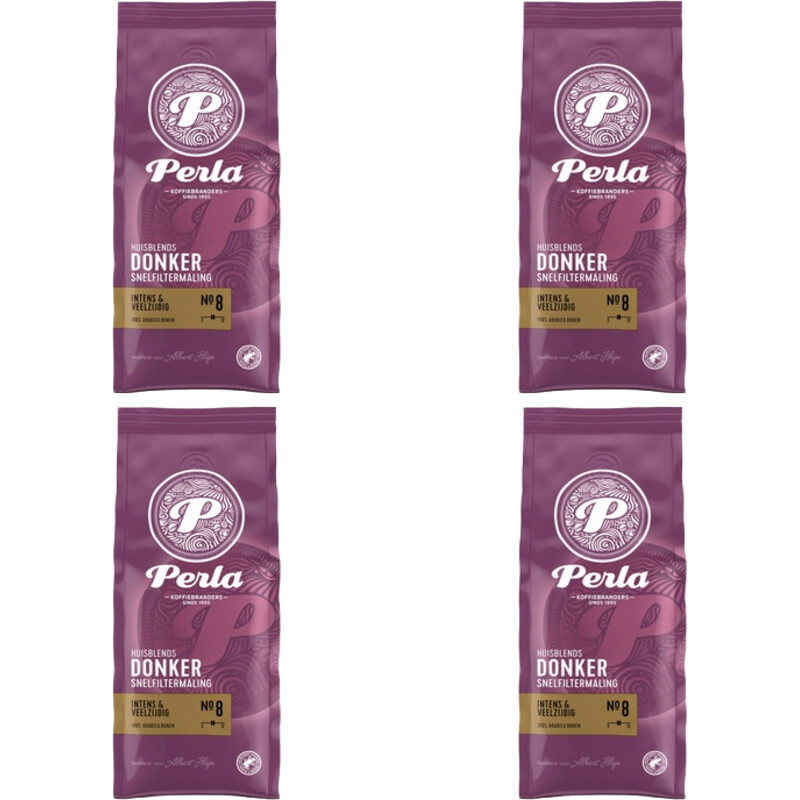 Een afbeelding van Perla Huisblends Donker snelfiltermaling 4-pack