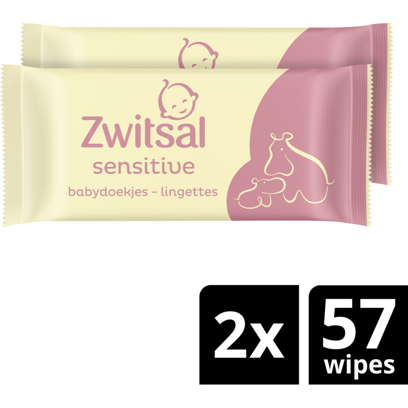Een afbeelding van Zwitsal Sensitive billendoekjes 2-pack