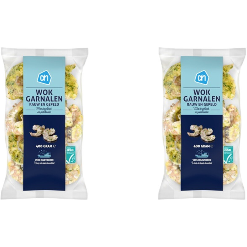 Een afbeelding van AH Wokgarnalen knoflook & peterselie 2-pack