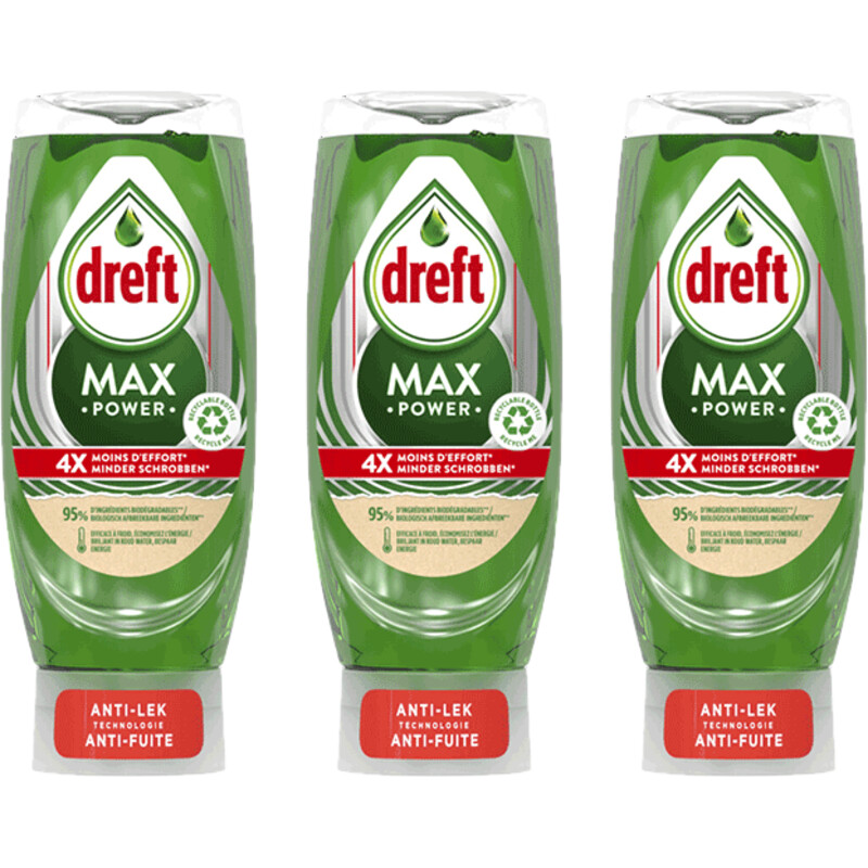 Een afbeelding van Dreft afwasmiddel max power original 3-pack