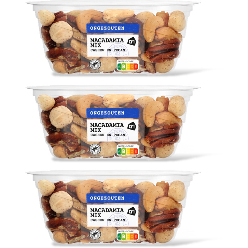 AH Macadamiamix ongezouten 3-pack