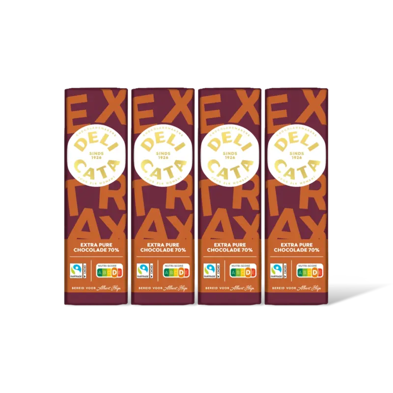 Delicata Reep extra pure chocolade 70% 4-pack