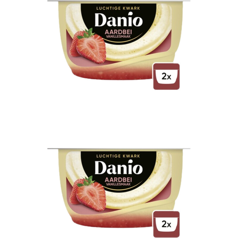 Een afbeelding van Danio kwark aardbei vanille 2-pack