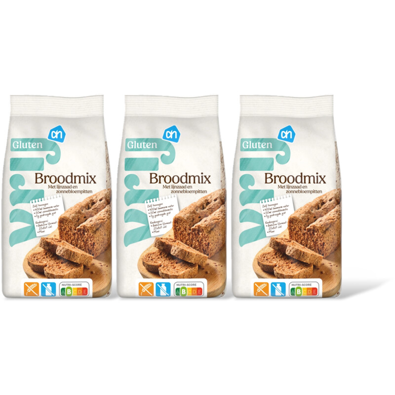 AH Glutenvrij Broodmix met lijnzaad & zonnebloempi 3pk