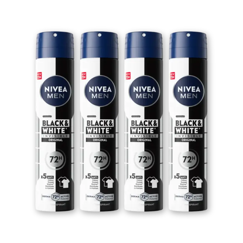 NIVEA Men black & white invisible spray 4-pack