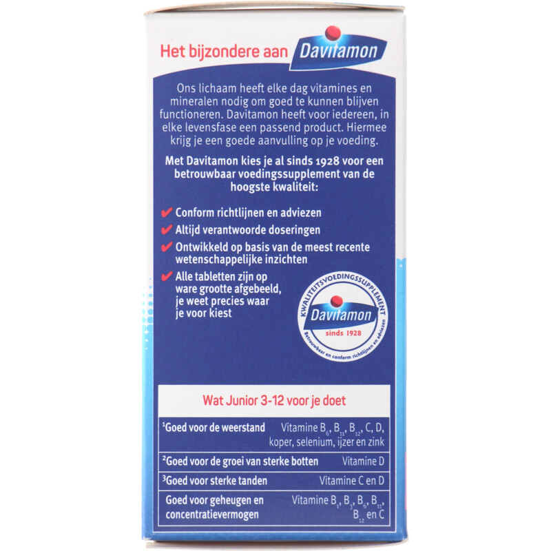Een afbeelding van Davitamon Junior multivitamines framboos 3-12 jaar