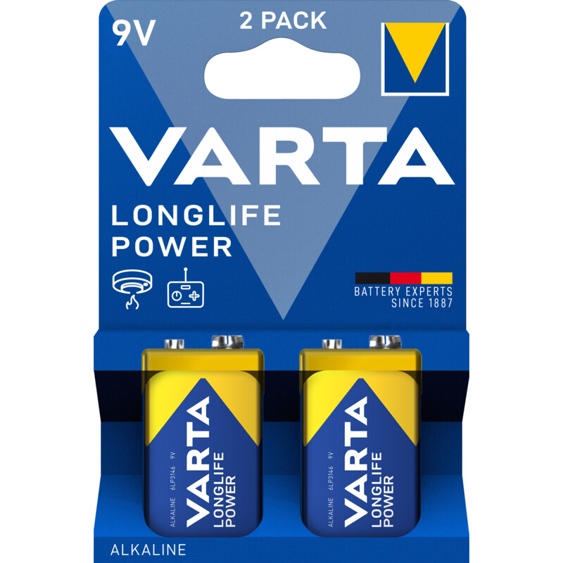 Een afbeelding van Varta Longlife power 9V alkaline batterijen