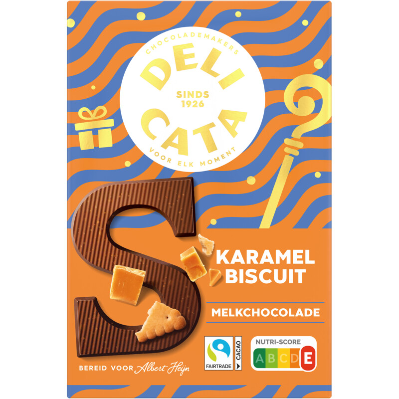 Een afbeelding van Delicata Chocoladeletter melk karamel biscuit