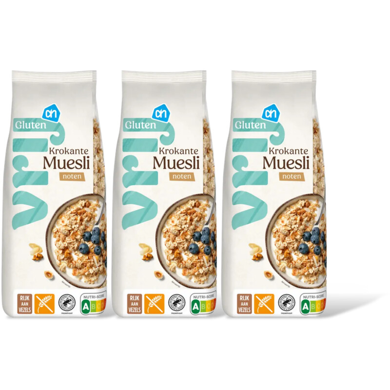AH Glutenvrij Krokante muesli met noten 3-pack