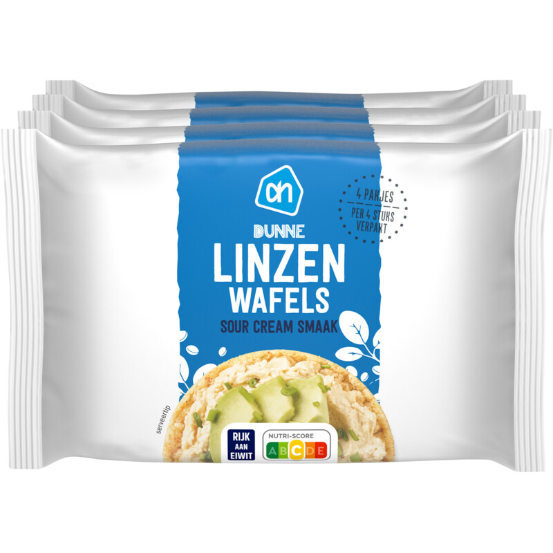 Een afbeelding van AH Dunne linzenwafels sourcream smaak 4pack
