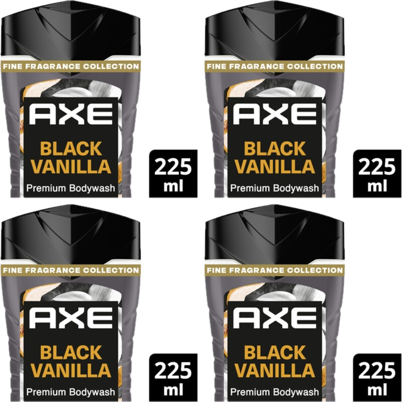 Een afbeelding van Axe Black vanilla showergel 4-pack