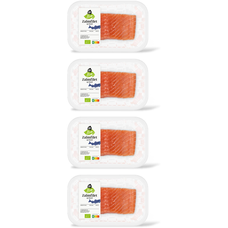 AH Biologisch Zalmfilet op huid 4-pack