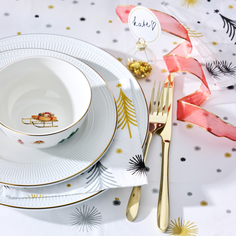 Een afbeelding van AH Excellent Servet wit boompjes 40x40cm