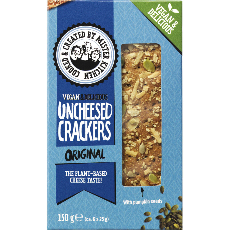 Een afbeelding van Mister kitchen's Vegan uncheesed crackers original