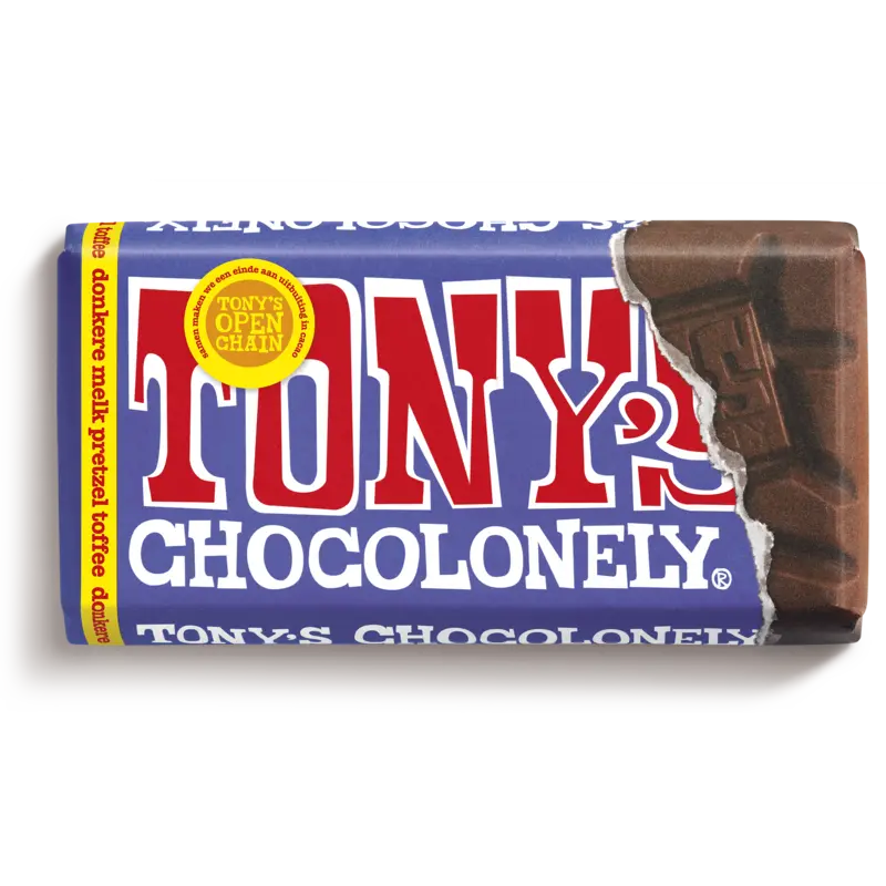 Tony's Chocolonely Reep donkere melk pretzel toffee