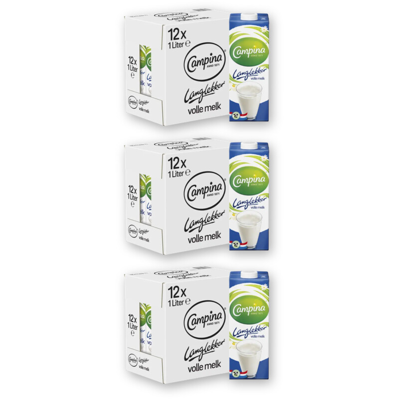 Campina Langlekker volle melk 3-pack
