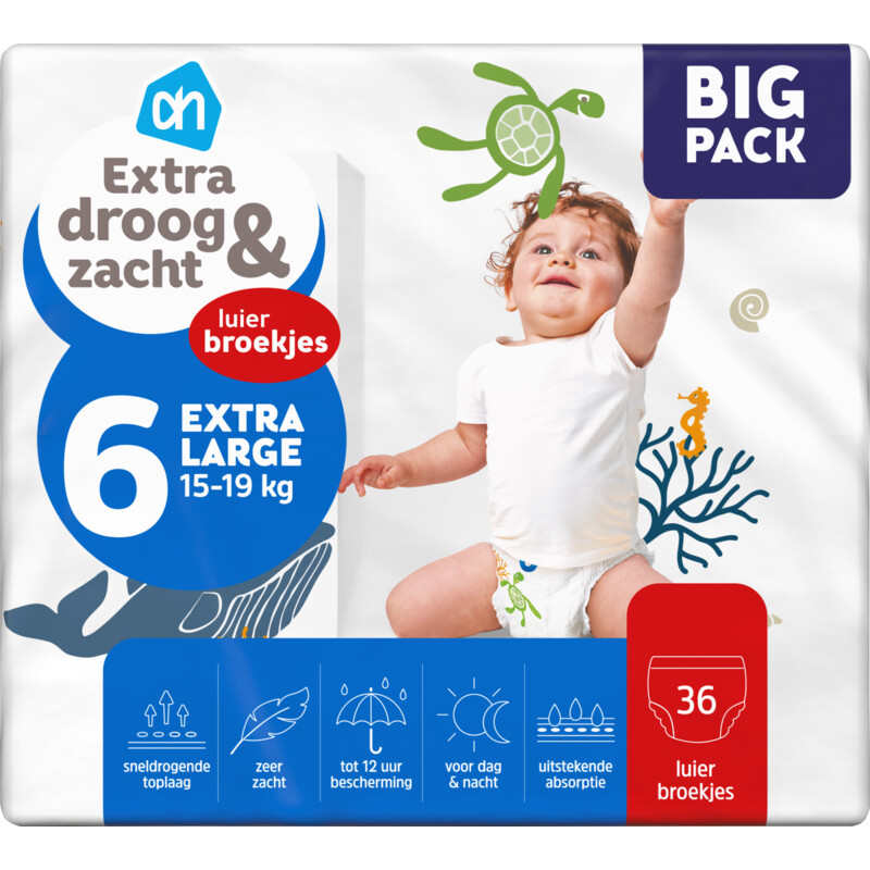 Een afbeelding van AH Extra droog en zacht pants maat 6