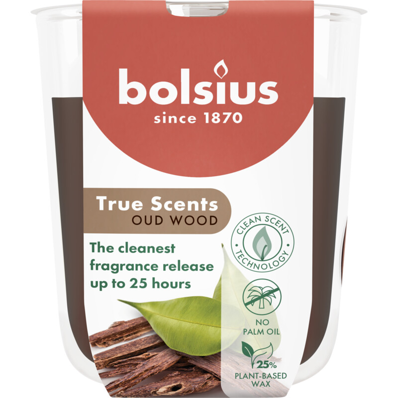 Een afbeelding van Bolsius True scents geurglas oud wood 8cm
