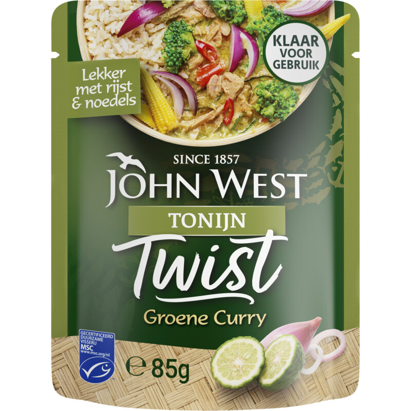 Een afbeelding van John West Twist tonijn groene curry