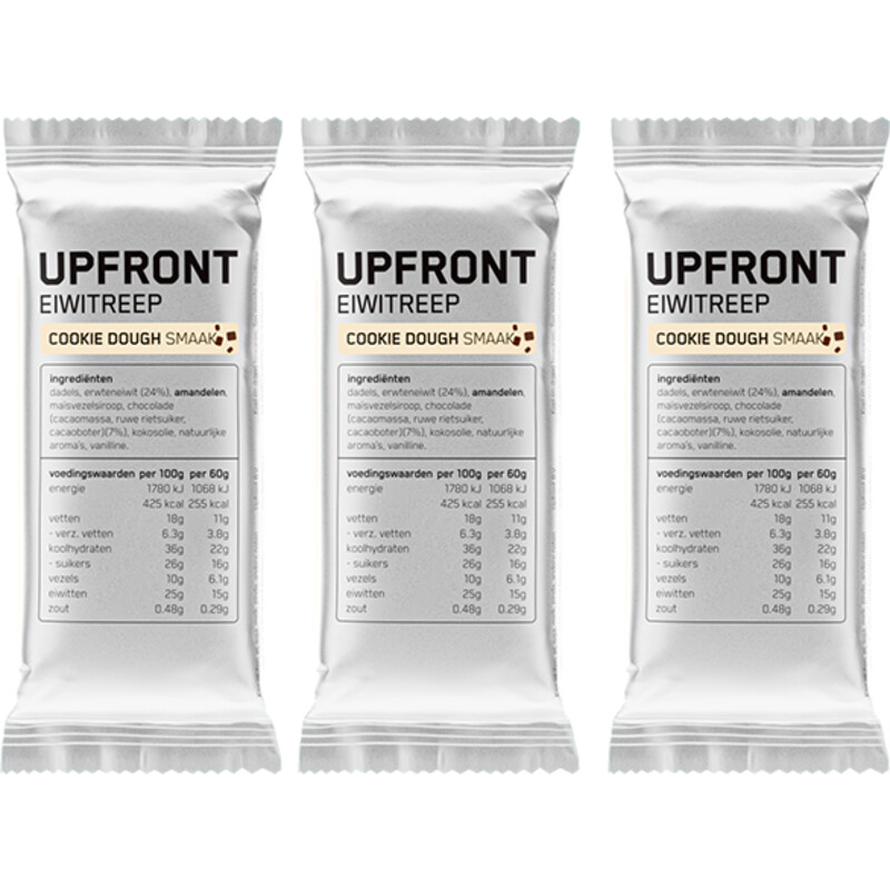 Een afbeelding van Upfront Eiwitreep cookie dough 3-pack