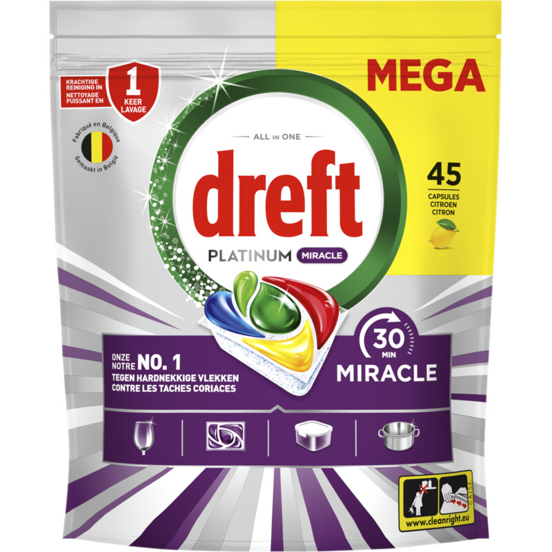 Een afbeelding van Dreft Platinum miracle mega vaatwascapsules