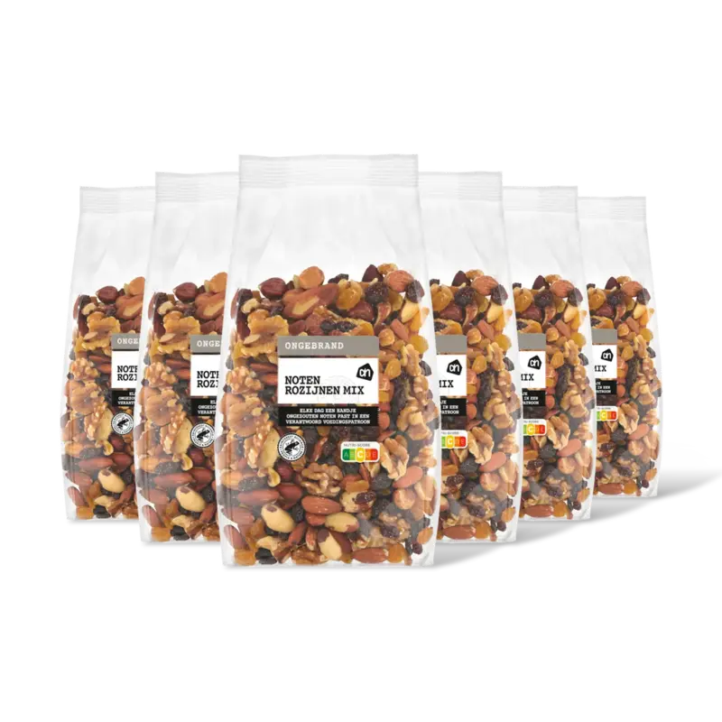 AH Noten rozijnen mix ongebrand 6-pack
