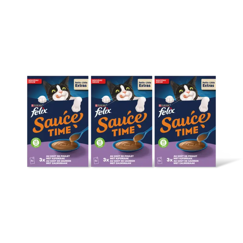 Sauce time met kip- of zalmsmaak 3-pack