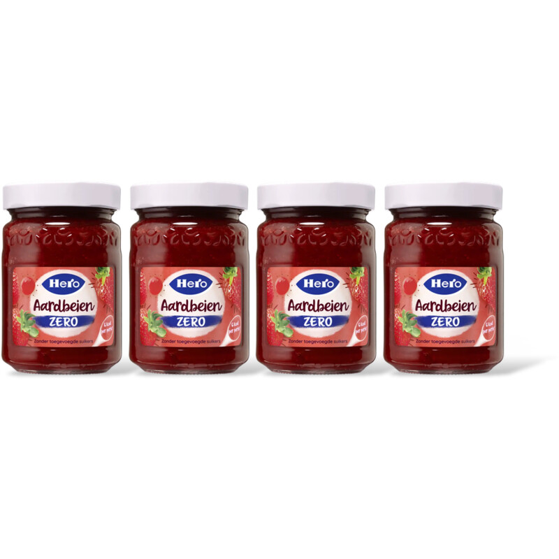 Hero Jam zero aardbeien 4-pack