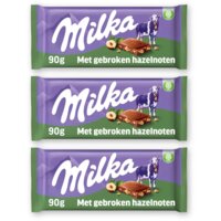 Milka Chocoladereep gebroken hazelnoten 3-pack