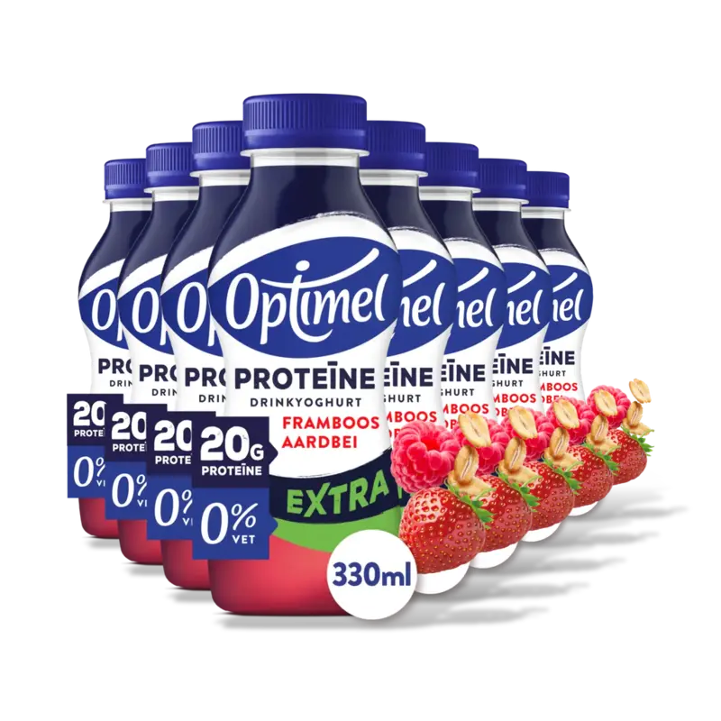 Optimel Proteine extra framboos aardbei 8-pack