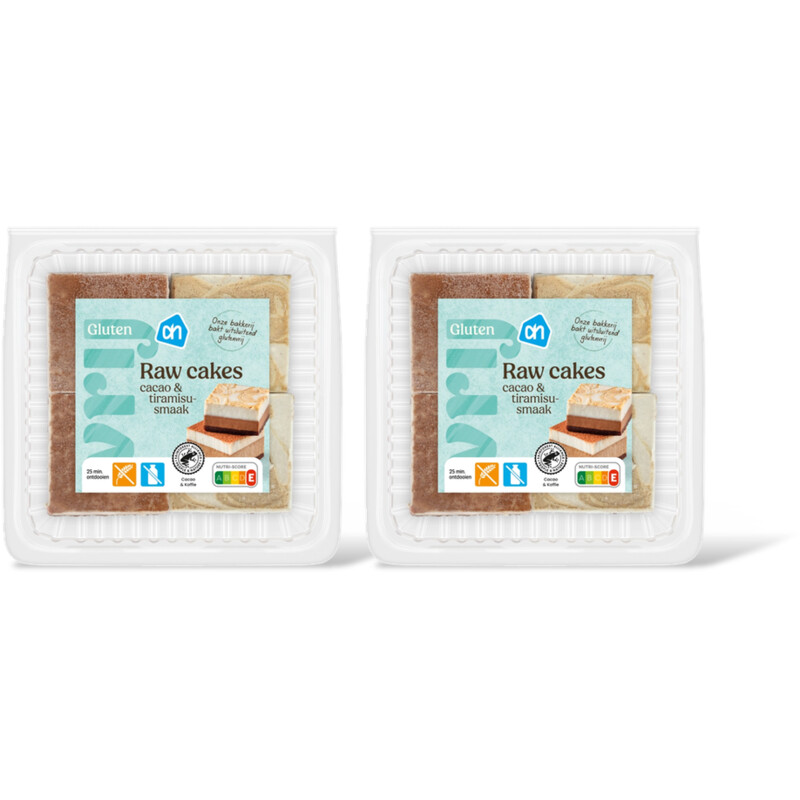 AH Glutenvrij Raw cakes chocolade en tiramisusmaak 2pk