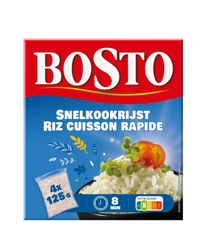Bosto Snelkookrijst 4x125g BEL