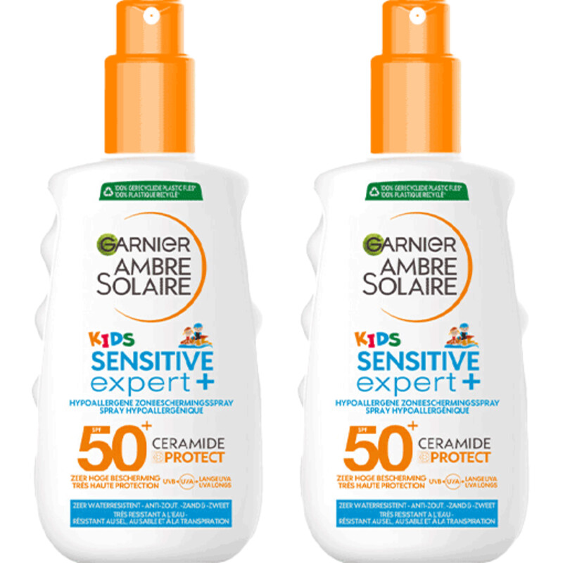 Een afbeelding van Ambre Solaire Kids sensitive expert spray spf50 2-pack