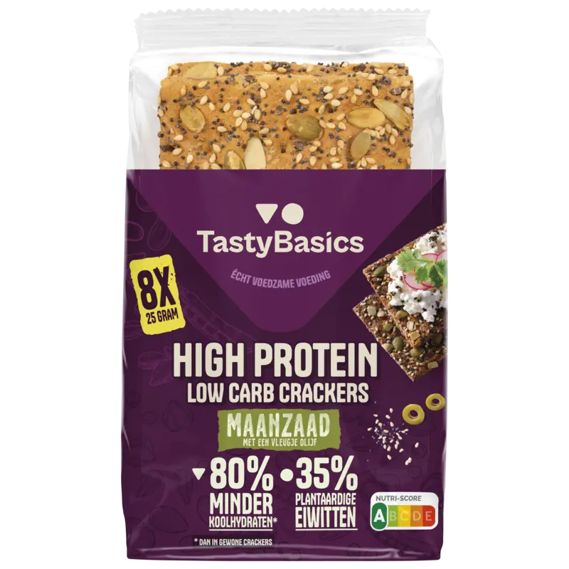 TastyBasics Low carb-high protein cracker maanzaad