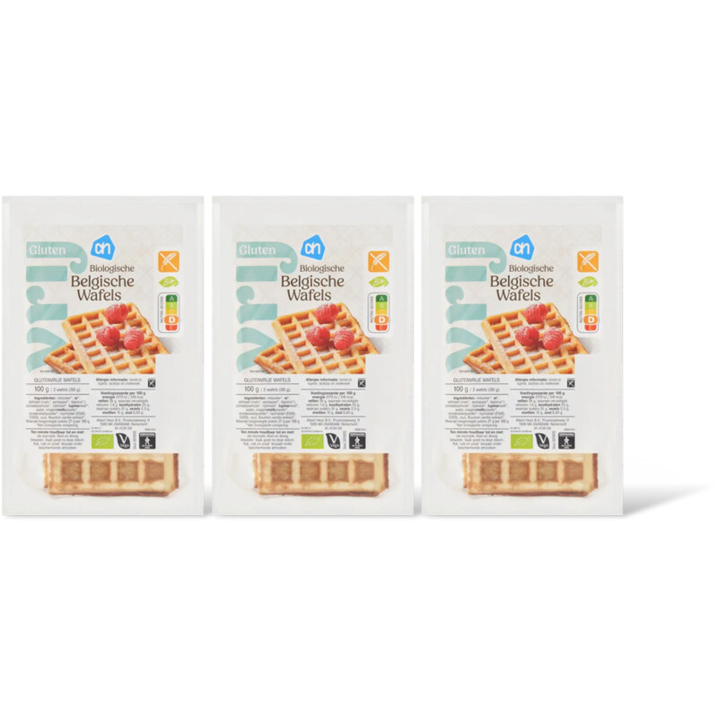 AH Glutenvrij Biologische Belgische wafels 3-pack
