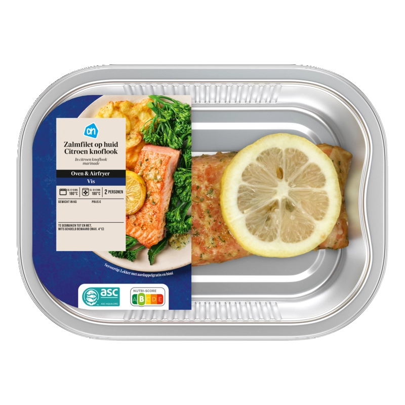 AH Ovenschotel zalm huid citroen knoflook